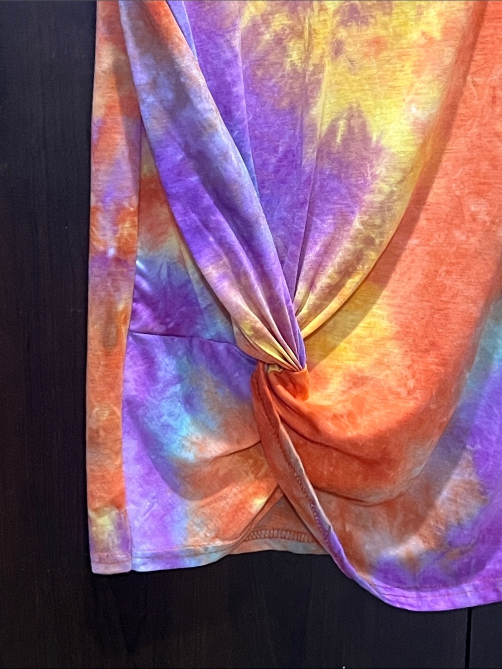 Bright Tie-Dye V-Neck Knot Front Tshirt Dress Multicolor medium - Picture 3 of 4